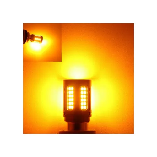 Becuri LED Canbus P21W BA15s TV tip vechi 1 faza 84 SMD 12V-24V 25W 1000 lm nonpolar galben set 2 bucati — imaginea 3