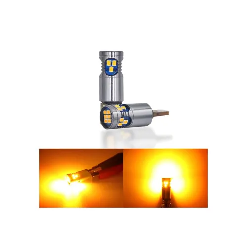 Becuri LED Canbus T10 18 SMD 2016 12V 8W 400 lm galben set 2 bucati — imaginea 2
