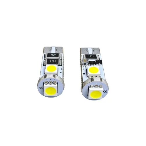 Becuri LED Canbus T10 W5W 12V 3 SMD 5050 6000K lumina alba set 2 bucati