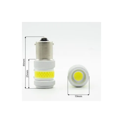 Becuri LED P21W BA15S Canbus COB 12W 1260 lumeni 12-24V lumina galbena nonpolar set 2 bucati — imaginea 3