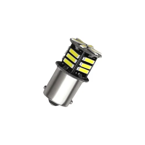 Becuri LED P21W BA15s TV tip vechi 1 faza 21 SMD 24V 300 lm alb set 2 bucati — imaginea 2