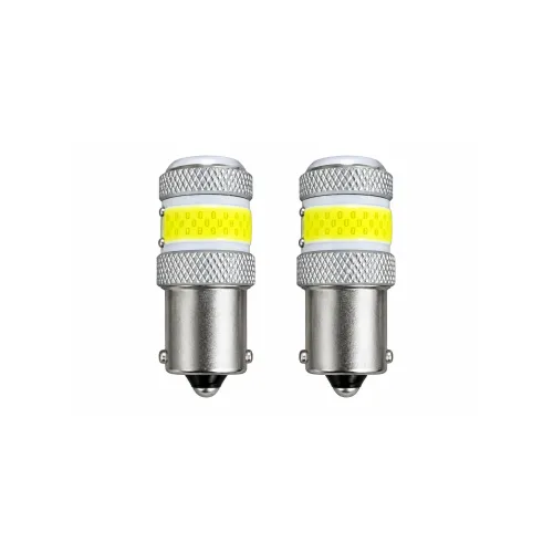 Becuri LED PY21W BAU15S Canbus COB 12W 1260 lumeni 12-24V lumina alba nonpolar set 2 bucati