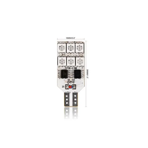 Becuri LED RGB T10 12 SMD 5050 12 culori telecomanda 12V set 2 bucati — imaginea 2