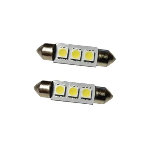 Becuri LED Sofit 11 x 39 mm 3 SMD 5050 24V lumina alba set 2 bucati