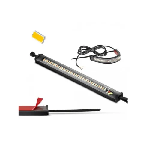 Benzi LED DRL 12.5cm 12V lumina alba semnalizare dinamica galbena 2 bucati