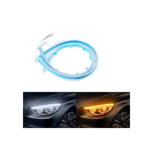 Benzi LED DRL 30cm 12V lumina alba semnalizare dinamica galbena 2 bucati — imaginea 2