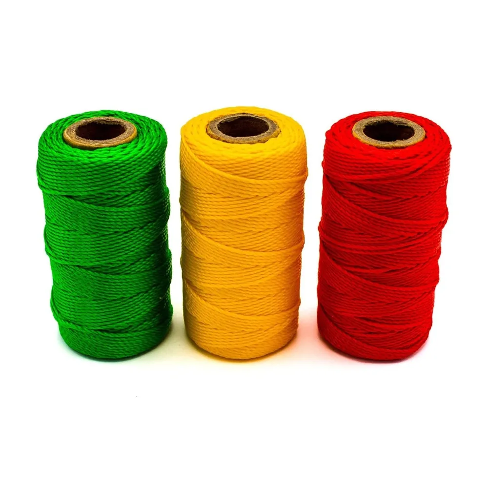 Bobina snur polipropilena, set 3 bucati, verde, galben, rosu, 60 m
