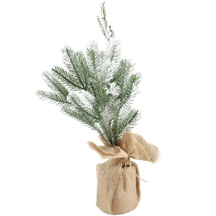 Bradut decorativ de Craciun, verde + alb, inaltime 52 cm, SYSPS-0823068
