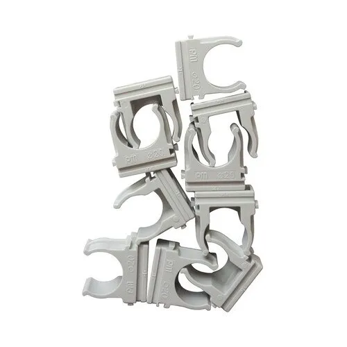 Bride plastic pentru tub rigid Ø16 mm, pachet 10 bucati, culoare gri