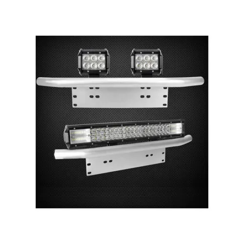 Bullbar aluminiu tip suport numar si proiectoare argintiu — imaginea 2