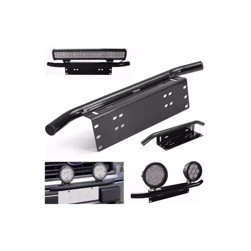 Bullbar aluminiu tip suport numar si proiectoare negru — imaginea 3