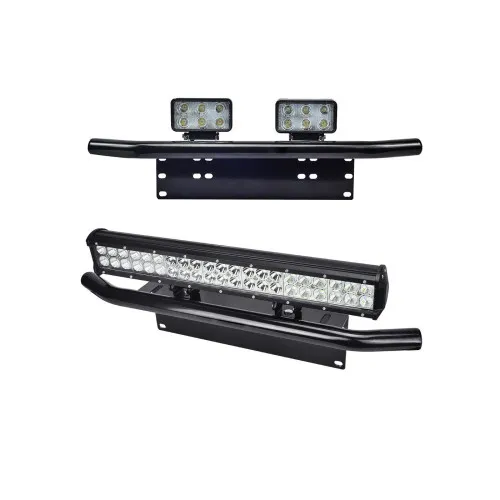 Bullbar aluminiu tip suport numar si proiectoare negru — imaginea 2