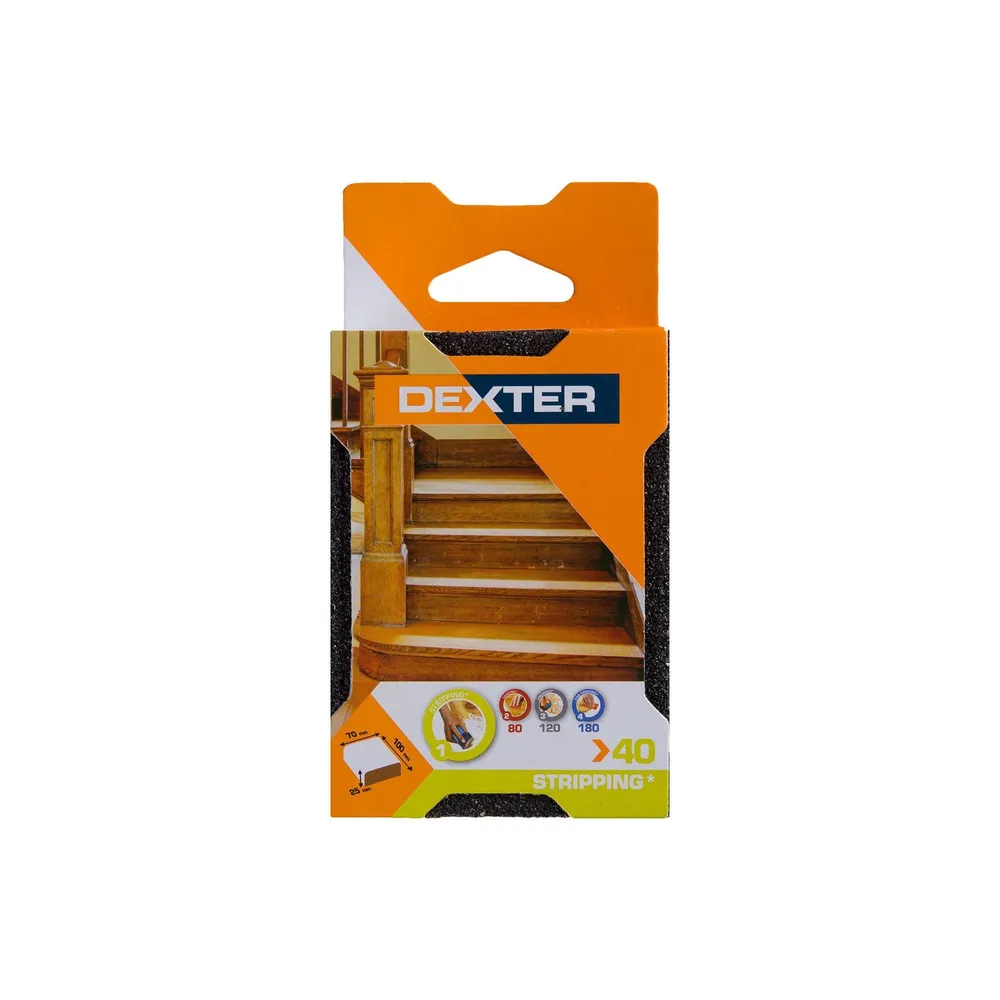Burete abraziv Dexter, pentru slefuire, 100 x 70 x 25 mm, granulatie 40