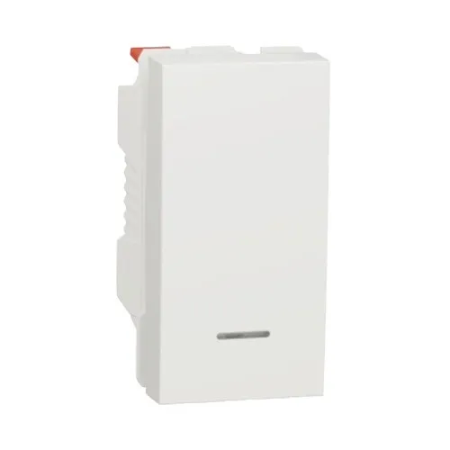 Buton cu revenire Schneider Unica, cu lumina, alb