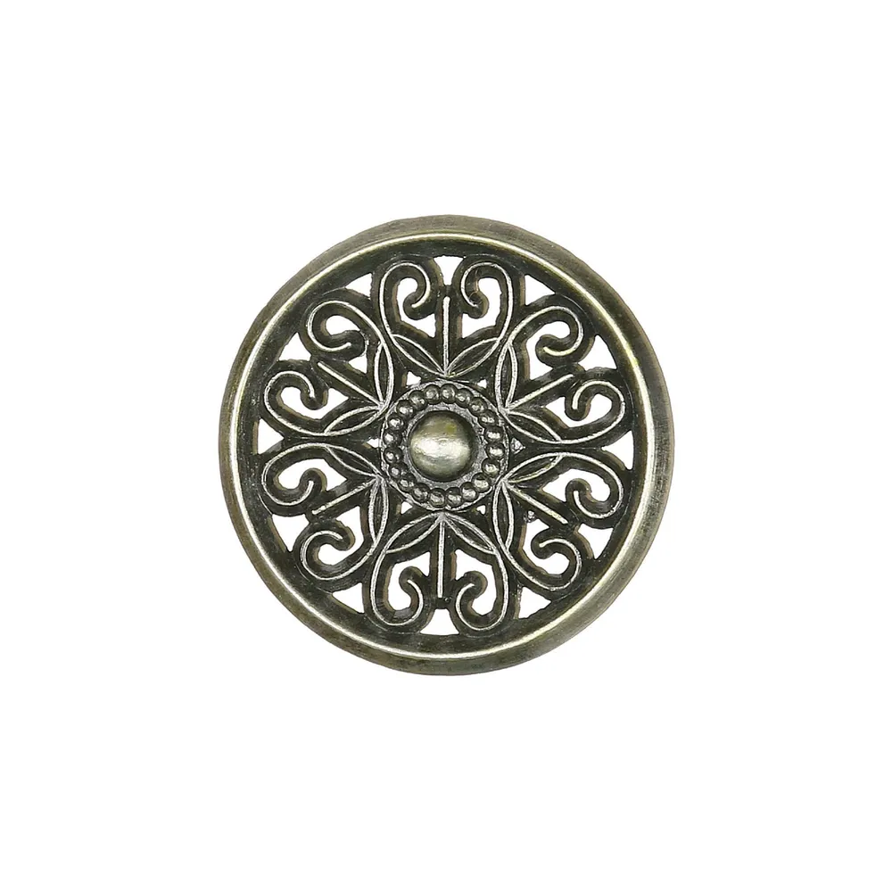 Buton mobila, Ø 30 mm, zamac, maro, finisaj antichizat
