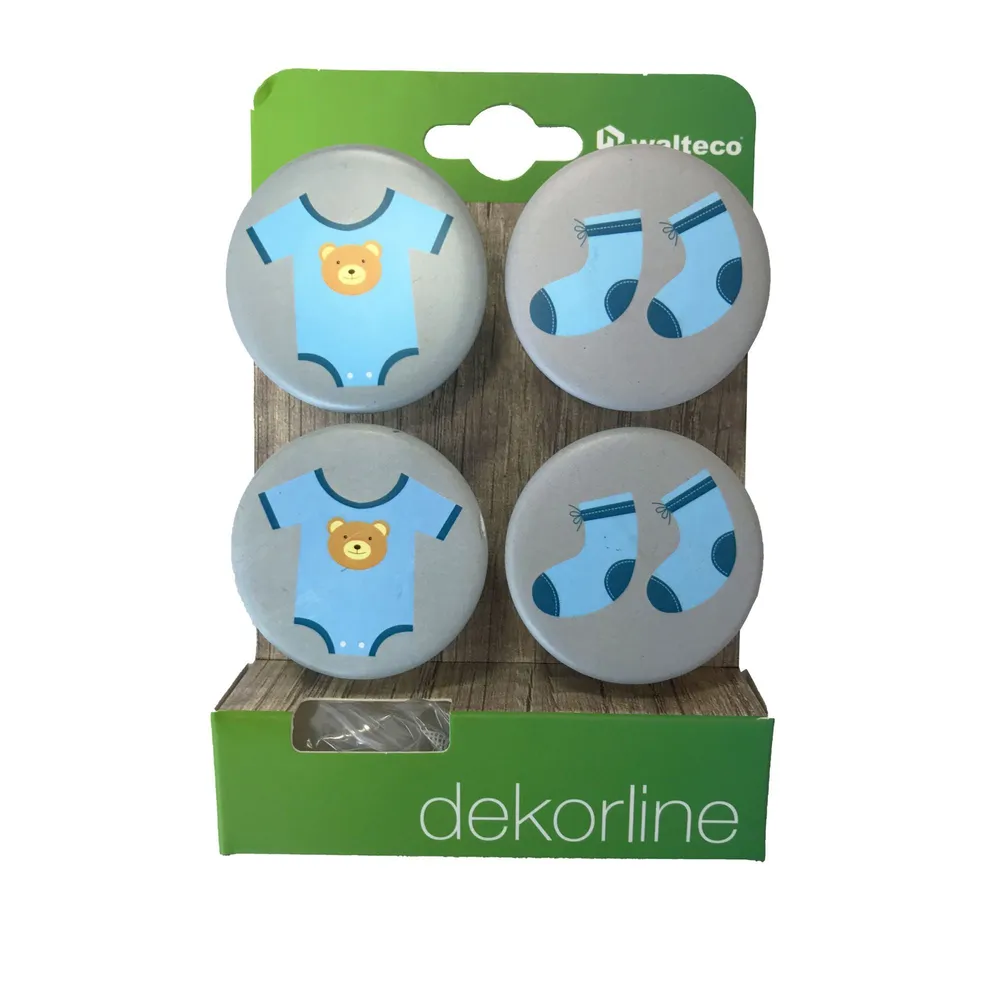 Buton mobila Blue Baby, Ø 50 mm, plastic, vopsit (set 4 buc)