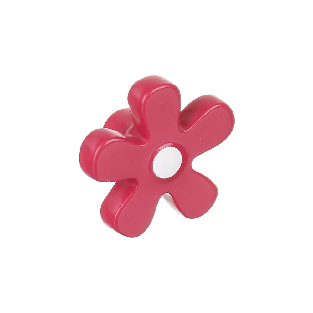 Buton mobila "floare", Ø 40 mm, plastic, fucsia, vopsit
