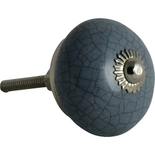 Buton pentru mobila Ø40mm, portelan albastru/crom