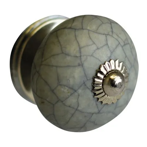 Buton pentru mobila Ø40mm, portelan gri nichelat si mat