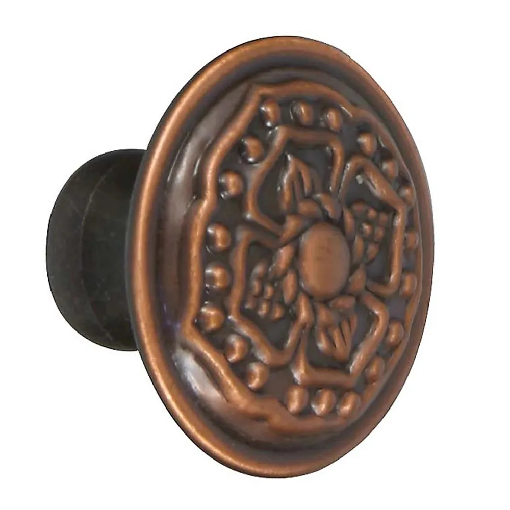 Buton pentru mobila, metalic, cupru antic, M 482.94.28, 30 x 22 mm