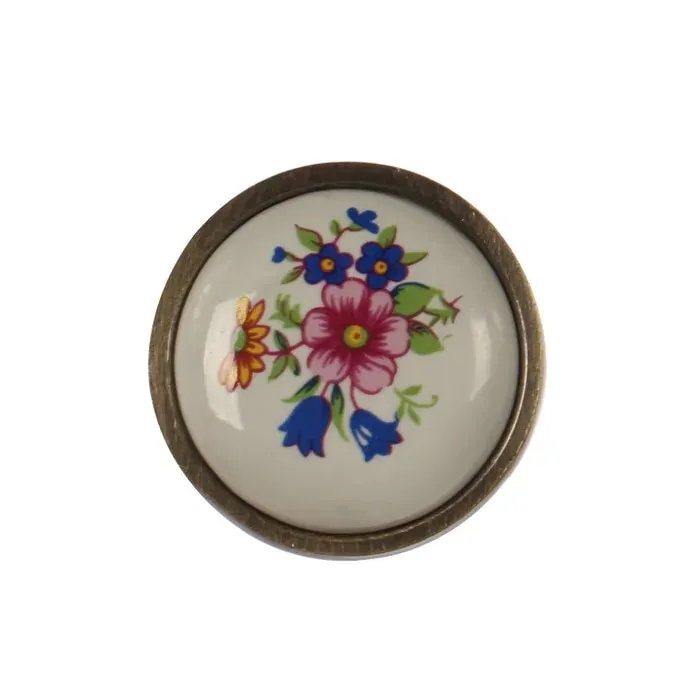 Buton pentru mobila, portelan, model floral, M 486.41.107