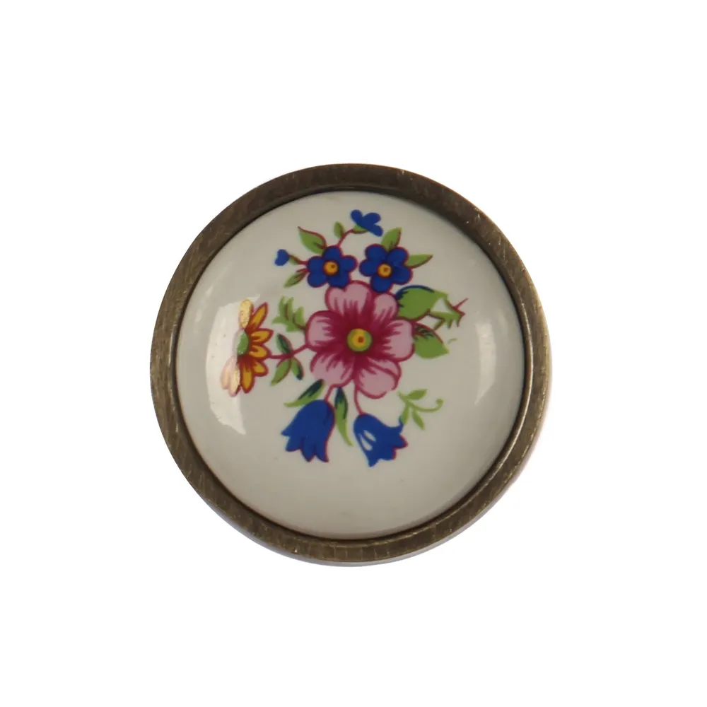 Buton pentru mobila, portelan, model floral, M 486.41.107