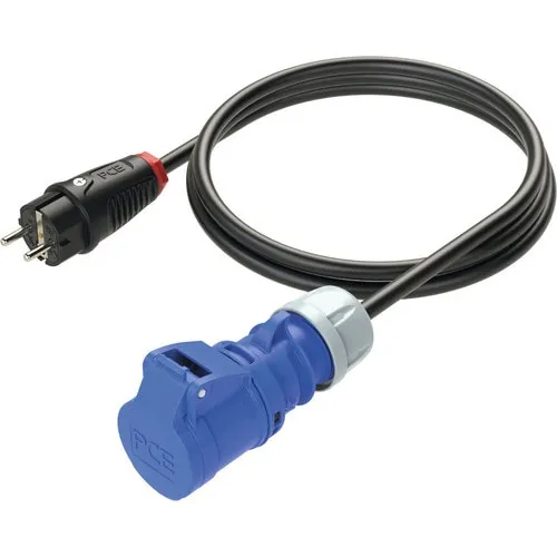 Cablu adaptor PCE 75cm 16A, stecher CP 230V -> cupla industriala 2P+E