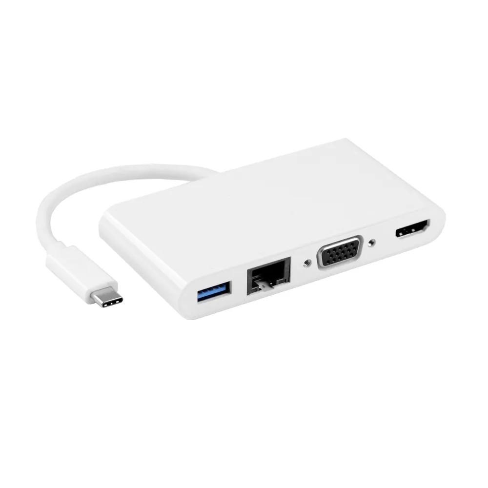 Cablu adaptor USB Evology, CRJ45/VGA/HDMI/USB tip A, 0.2 m, alb