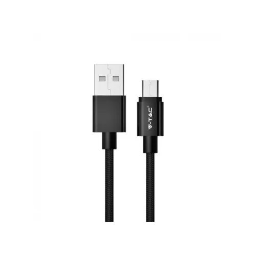 Cablu de date Micro USB, V-TAC, Seria Silver, Negru, 1m