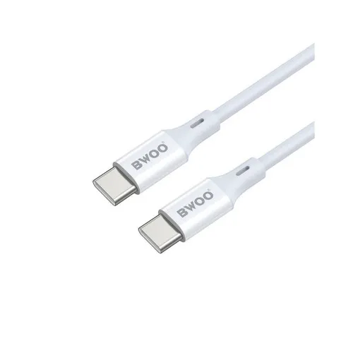 Cablu incarcare si transfer date USB-C la USB-C 60W PD 2 m alb Bwoo — imaginea 2