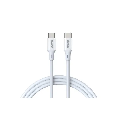 Cablu incarcare si transfer date USB-C la USB-C 60W PD 2 m alb Bwoo