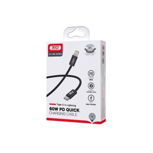 Cablu incarcare si transfer date XO 20W PD Quick Charge Type C la Lightning compatibil iPhone negru 1 m — imaginea 3