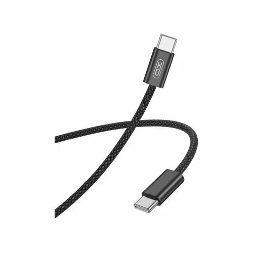Cablu incarcare si transfer date XO 60W Quick Charge Type C la Type C negru 1 m