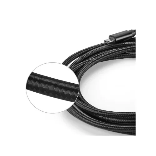 Cablu incarcare USB-A la Micro USB 90 cm ramforsat textil negru — imaginea 2