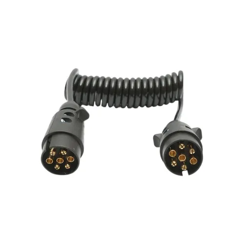 Cablu spiral 2.5m cu 2 stechere tata din plastic, 7 pini pentru priza auto remorca / BK92795 — imaginea 3