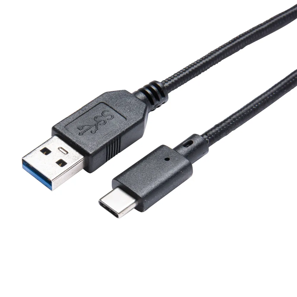 Cablu USB Lexman, USB tip A - USB tip C 3.2, textil/cupru, 1 m, negru