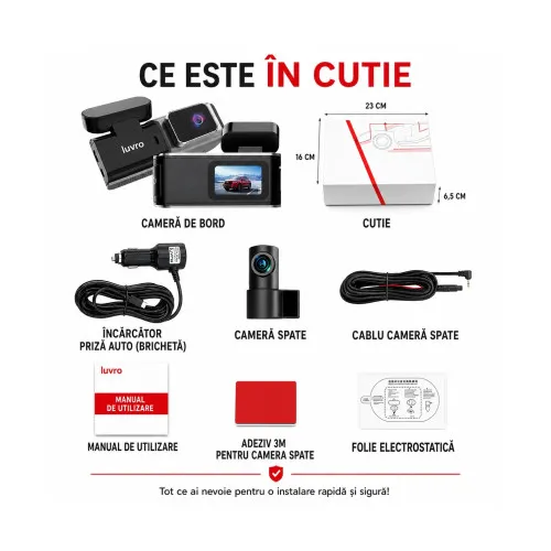 Camera auto dubla LUVRO S6 4K Ultra HD cu WiFi si camera spate Cod: LUVRO S6 — imaginea 6
