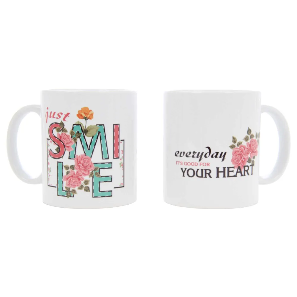 Cana cu mesaj Just smile, ceramica, multicolor, 250 ml