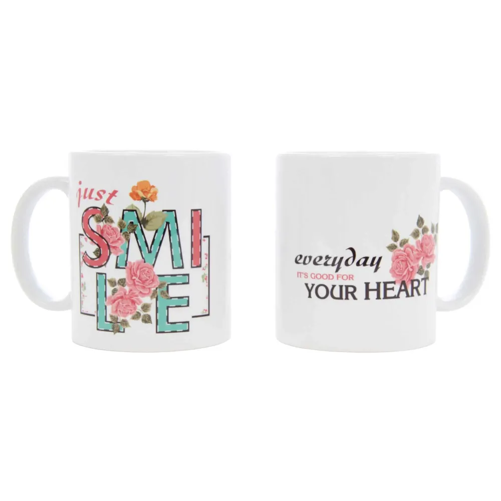 Cana cu mesaj Just smile, ceramica, multicolor, 250 ml