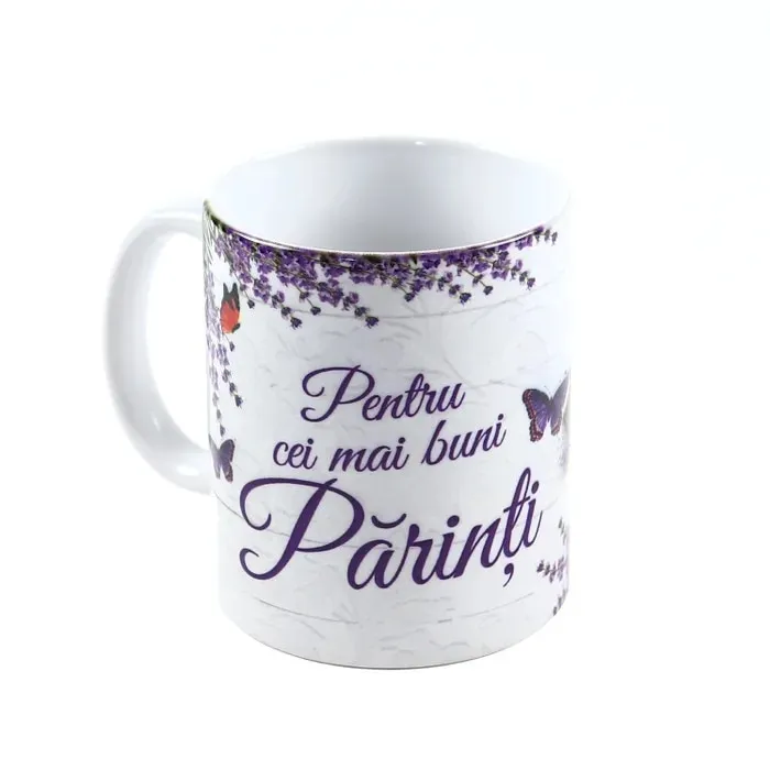 Cana cu mesaj, Pentru cei mai buni parinti, ceramica, multicolor, 330 ml