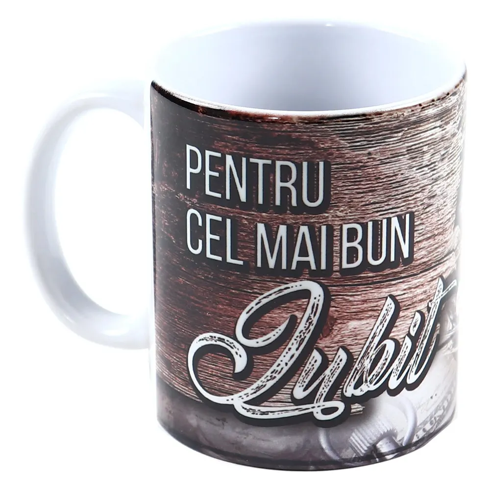 Cana cu mesaj, Pentru cel mai bun iubit, ceramica, multicolor, 330 ml