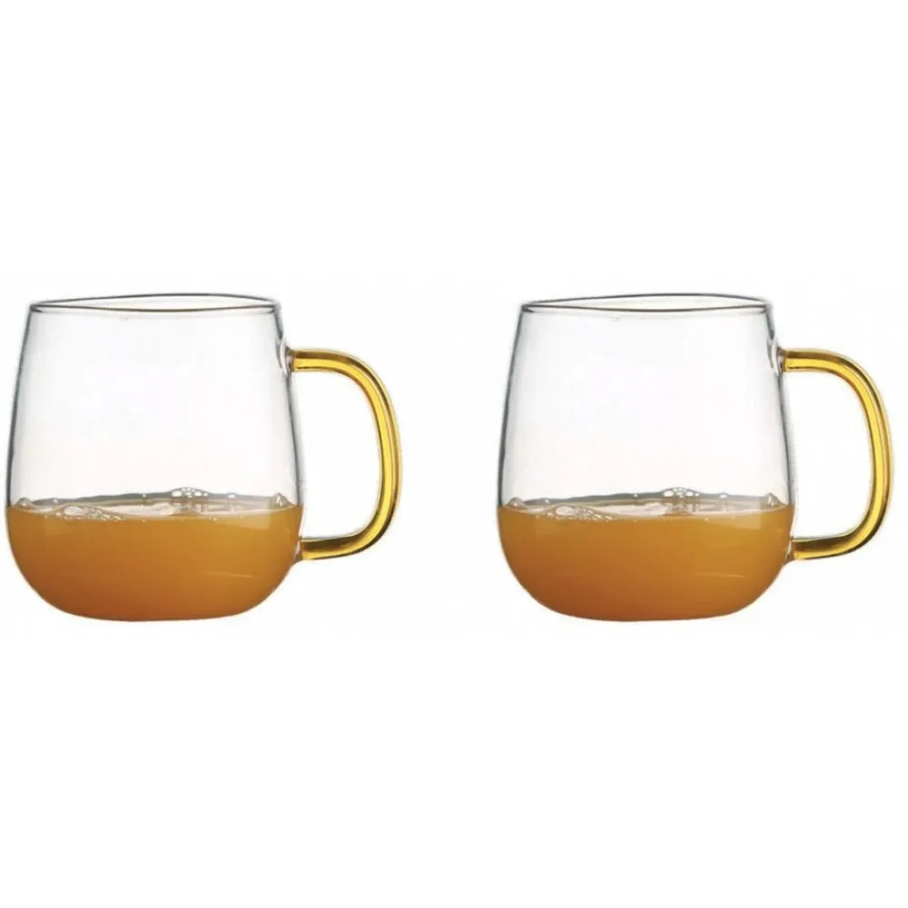 Cana termica Delcaffe, My Cup, sticla, transparent, 480 ml, set 2 piese