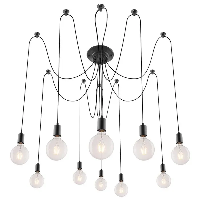 Candelabru Caspar 2224, 10 x E27, negru, industriala