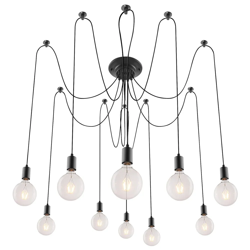 Candelabru Caspar 2224, 10 x E27, negru, industriala