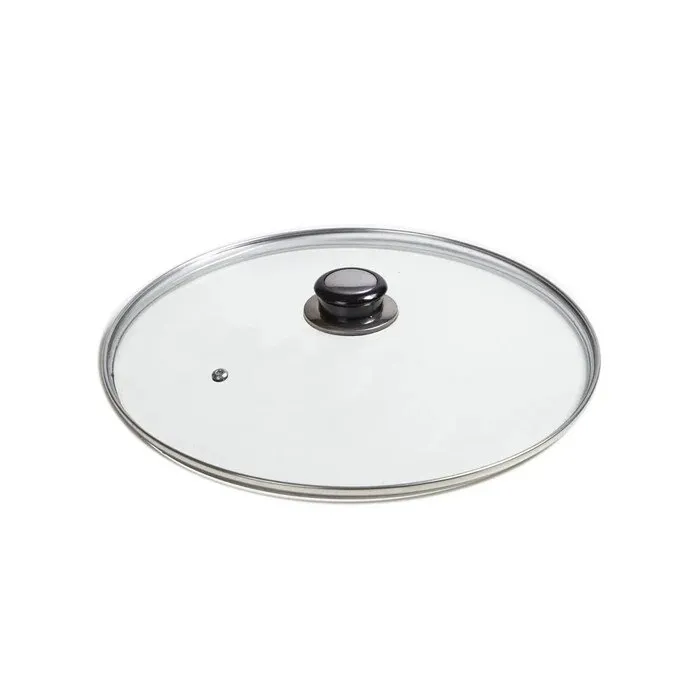 Capac, sticla temperata, Studio Casa, 26 cm, rotund, transparent, cu maner inox