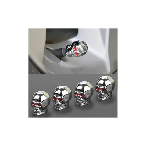 Capace valve auto crom model craniu 4 bucati — imaginea 2