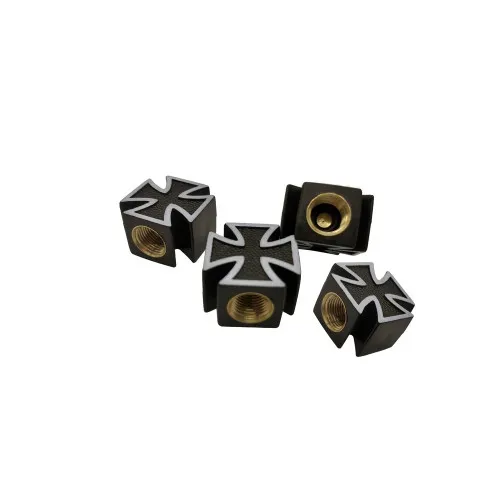 Capace valve auto forma cruce negru alb 4 bucati — imaginea 3