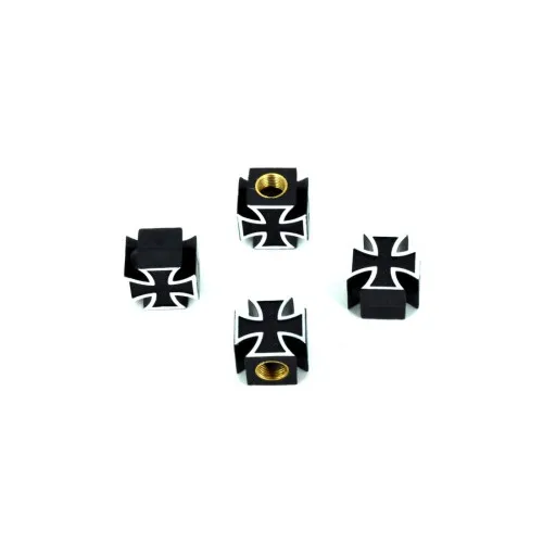 Capace valve auto forma cruce negru alb 4 bucati