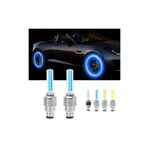 Capace valve auto LED rosu sau albastru 2 bucati