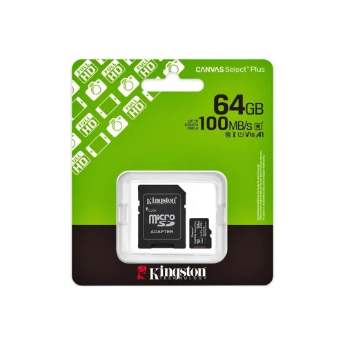 Card memorie microSD 64GB Kingston Canvas Select Plus 100MB/s cu adaptor SD